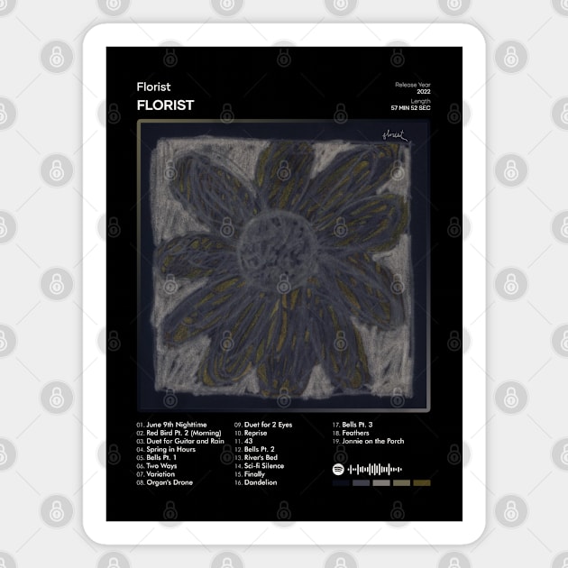 Florist - Florist Tracklist Album Magnet by 80sRetro